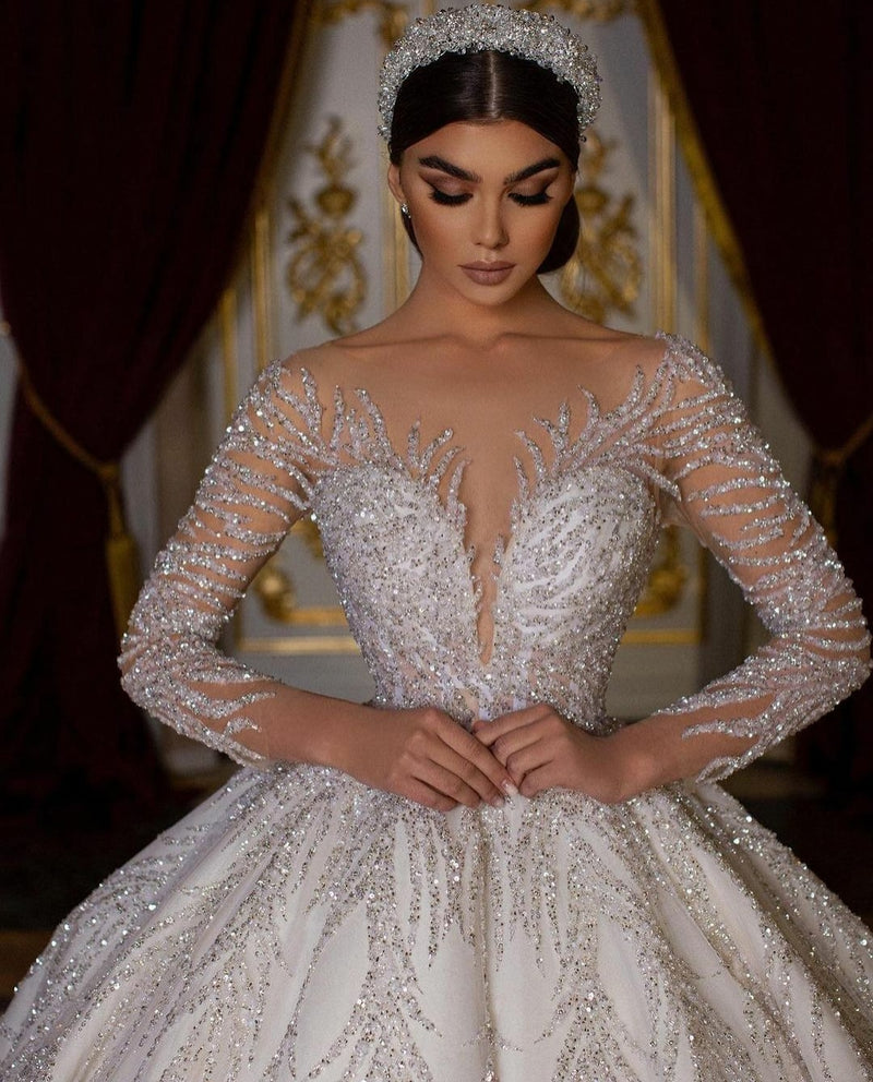 HW419 Middle-grade stunning Sequins Wedding Dress - Nirvanafourteen