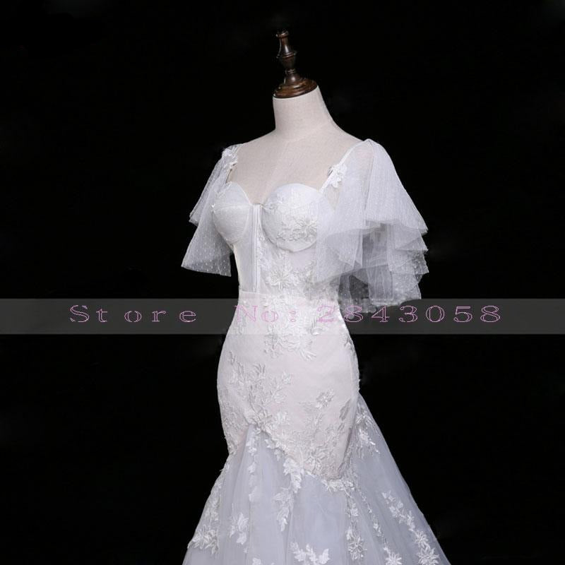 HW276 Real Photo short sleeves sweetheart mermaid Wedding Dress ...