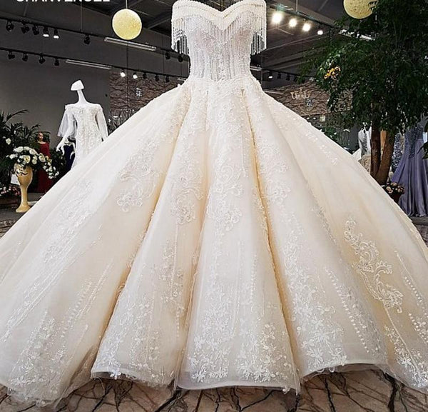 HW05 Glamorous Glitter off shoulder Wedding dresses - Nirvanafourteen