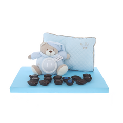 Baby gift in Israel blue teddy bear with night light and pillow, from My Chocolate Place