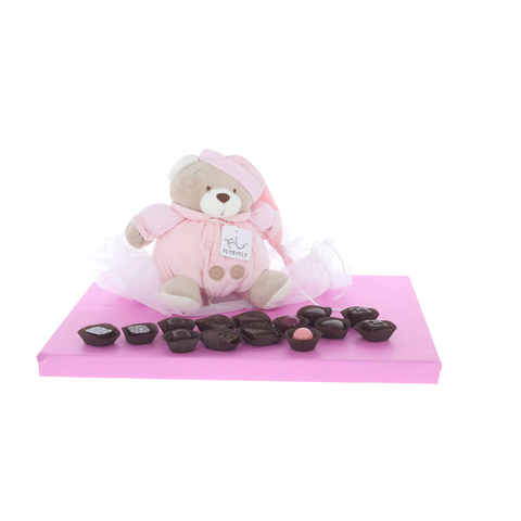 Great baby gift idea - a musical baby bear, delivered with chocolates in Israel by My Chocolate Place