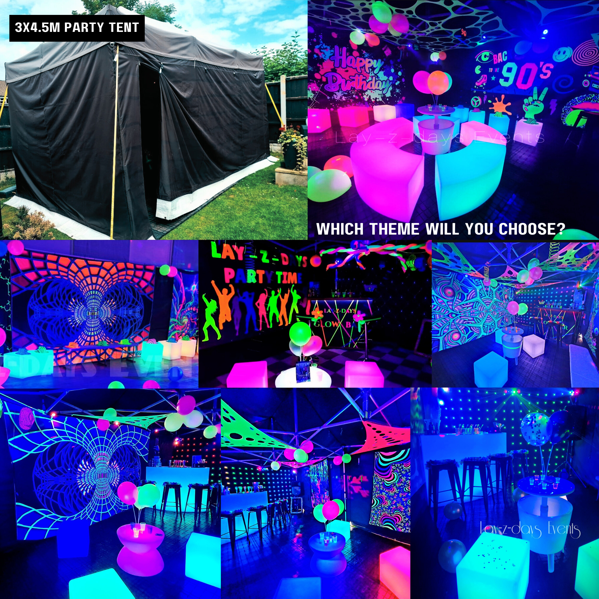 UV Glow in the The dark party tent hire