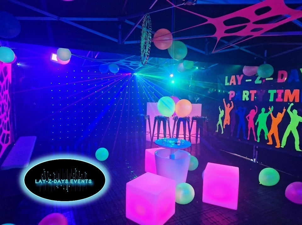 uv neon glow party tent hire