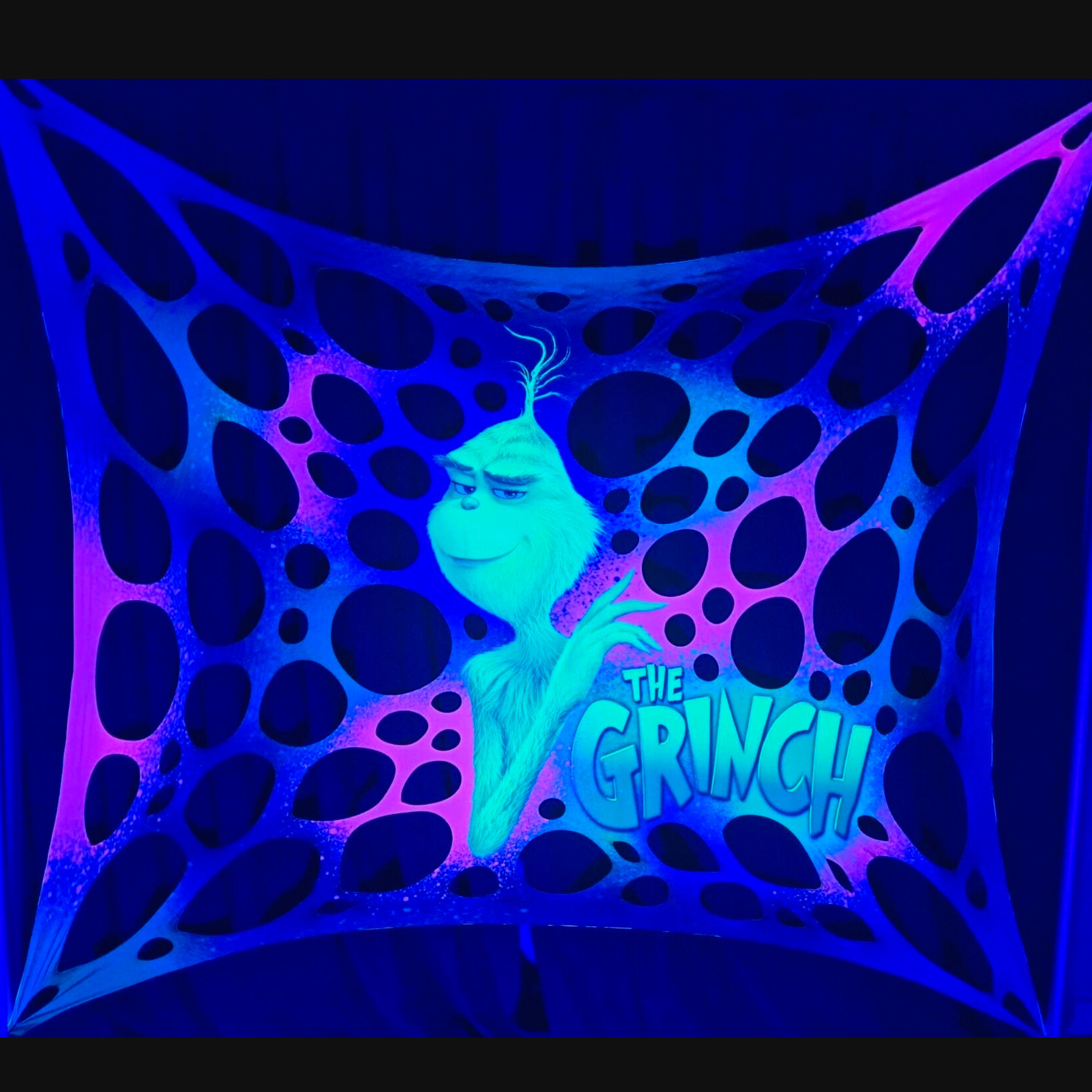 uv neon grinch inspired glow in the dark tapestry party decoration