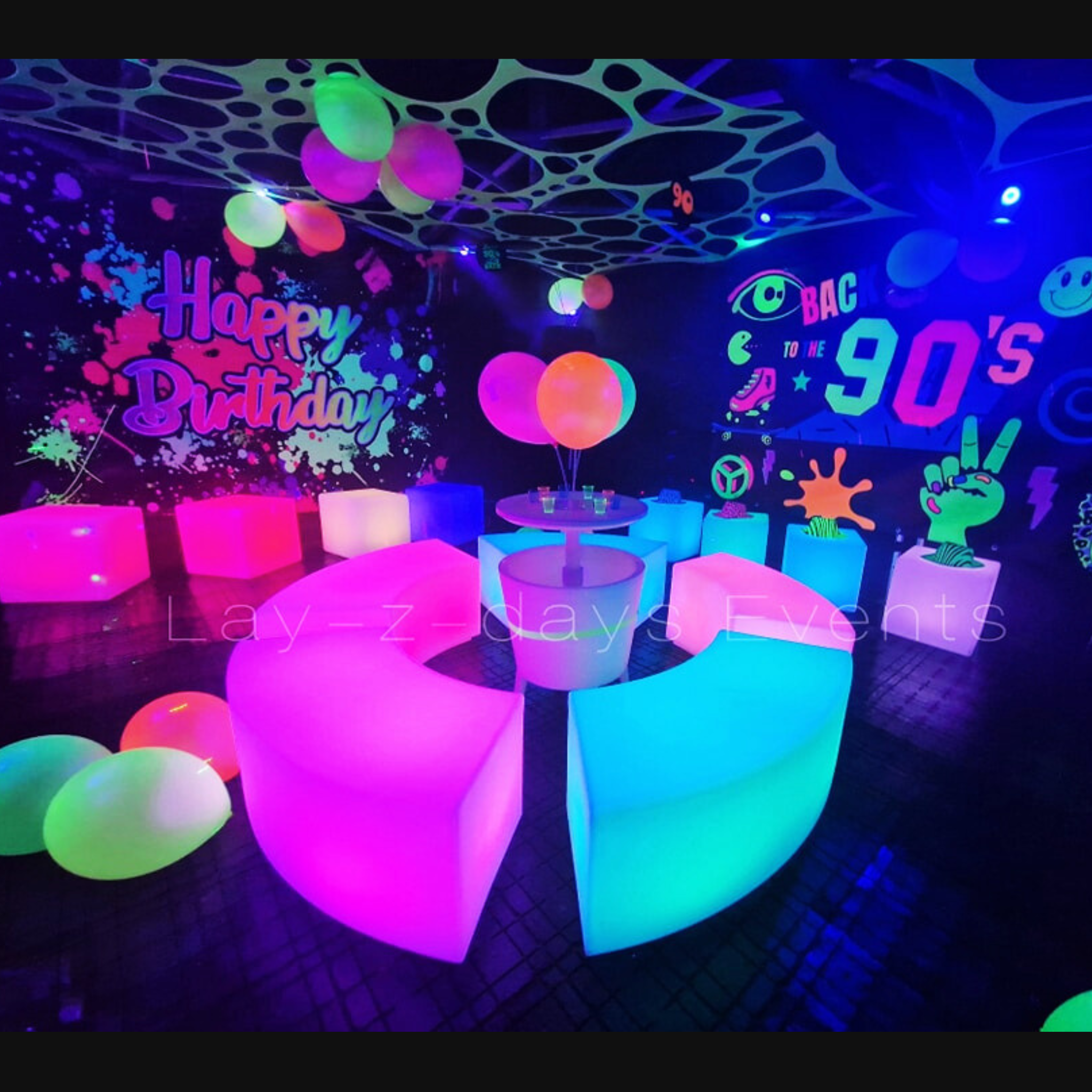 UV 90s theme party tent hire