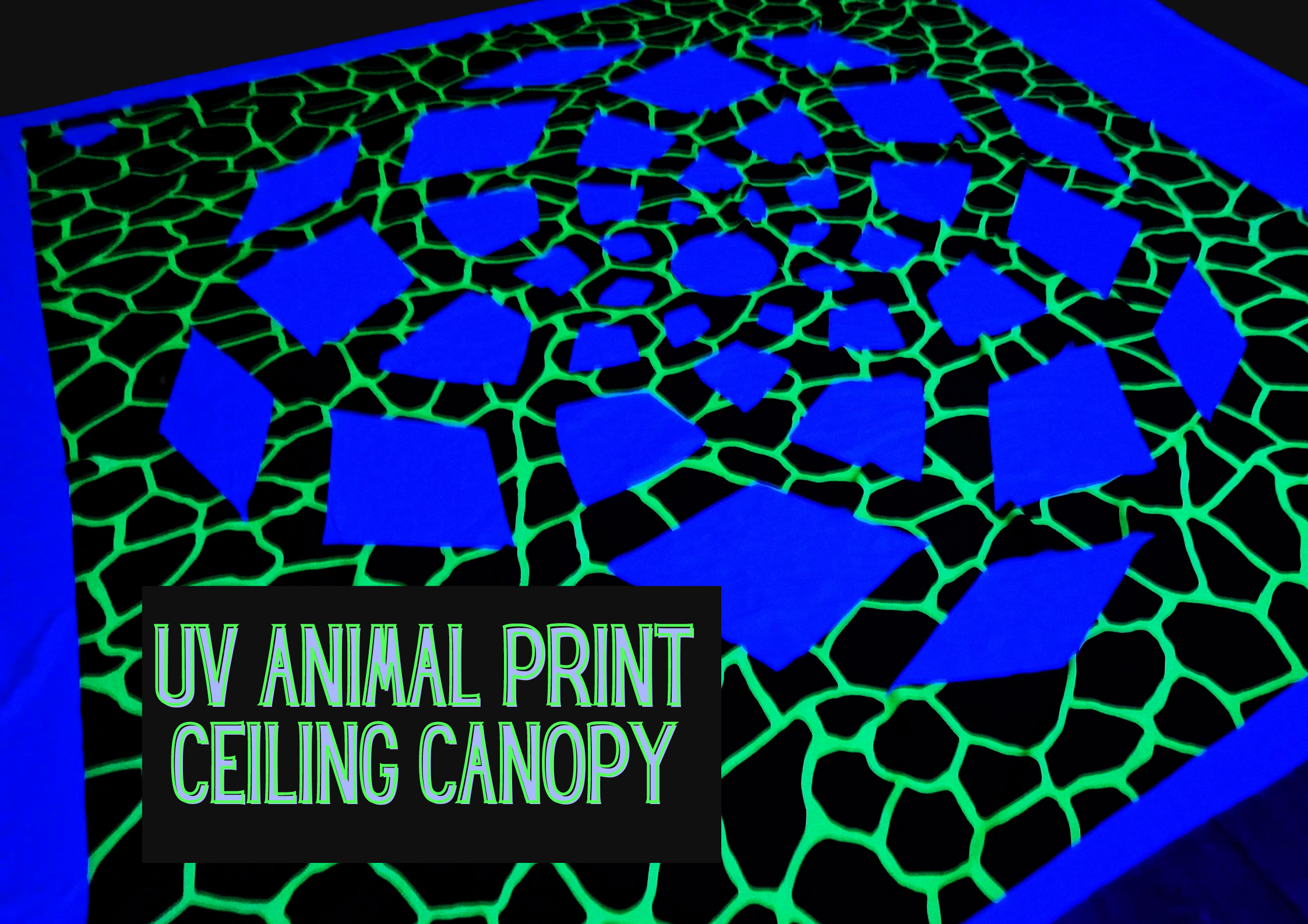 uv ceiling canopy in animal neon print design