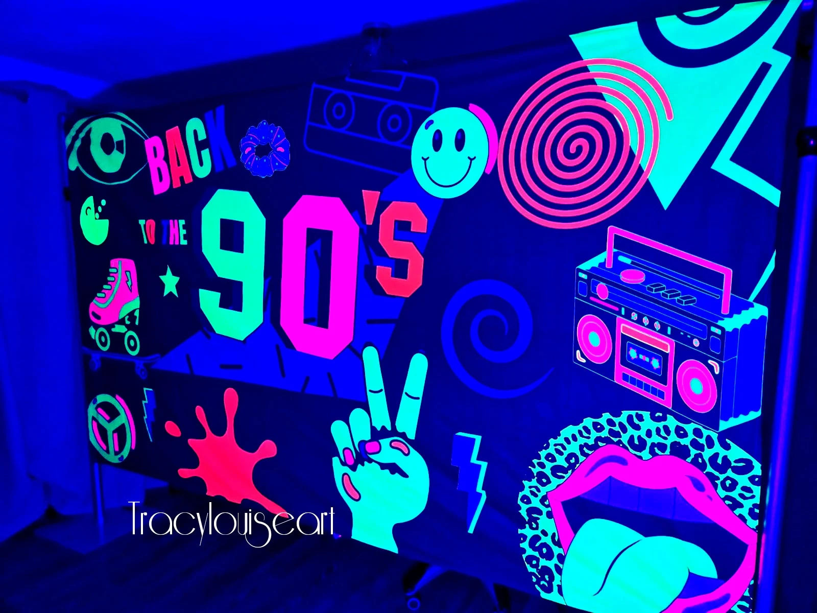 uv 90s party decorations tapestry wall hanging