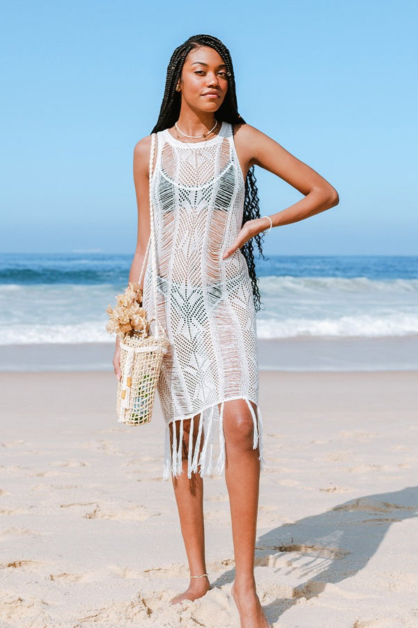 Clementine White Crochet Cover Up
