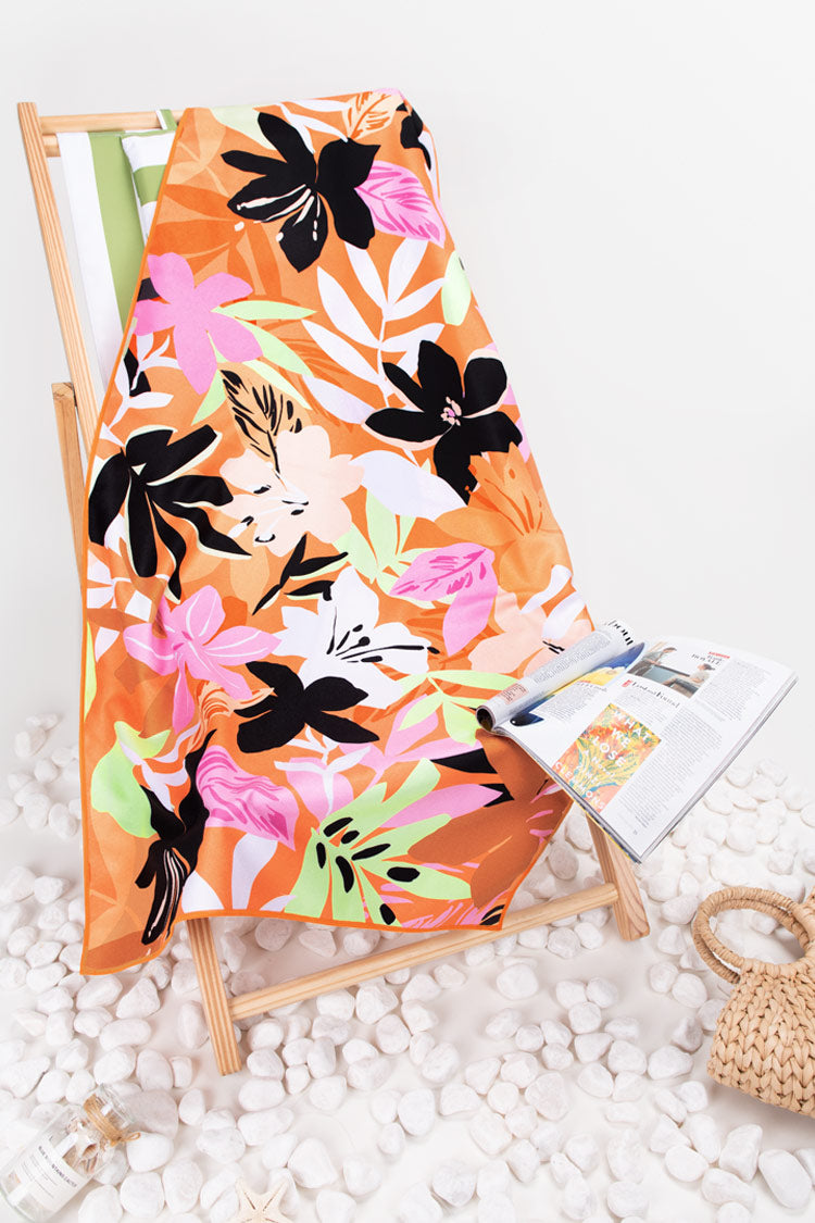 Tiki Bar Floral And Leafy Beach Blanket