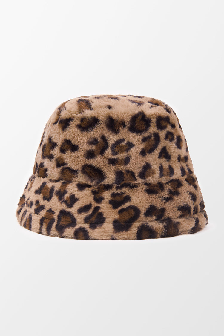 Dynamic star Brown Leopard Fluffy Bucket Hat