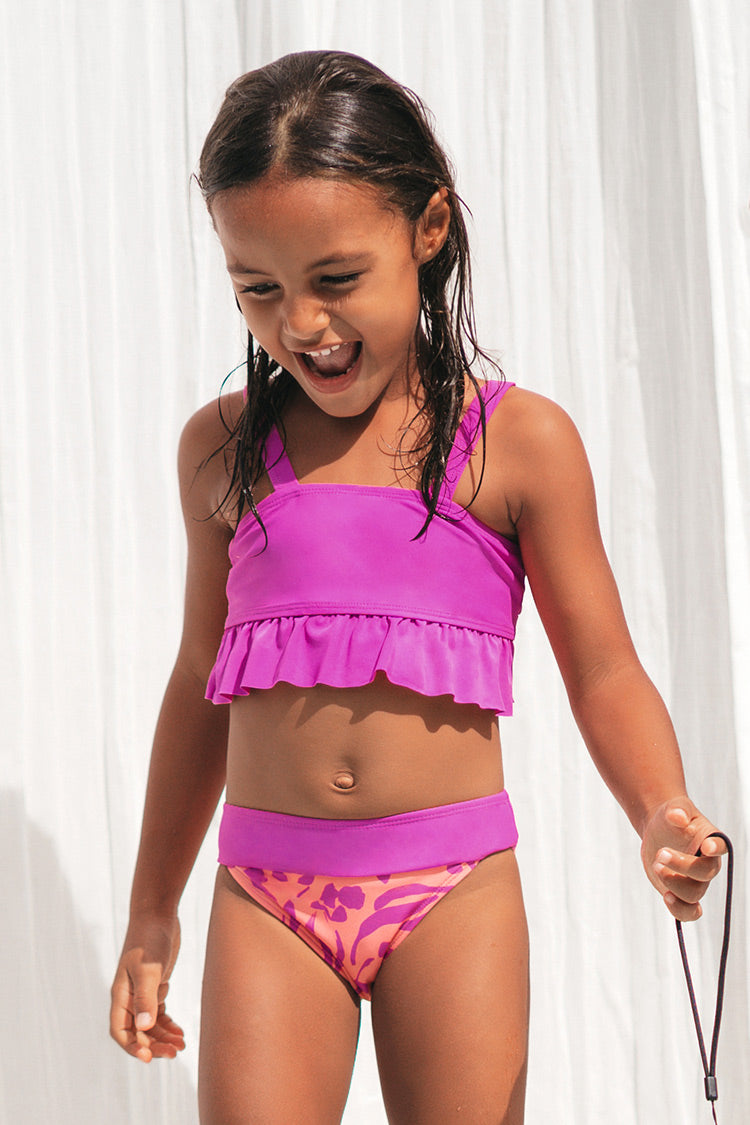 Girls' Wild At Heart Ruffle Bandeau And Wide Band Hipster Set