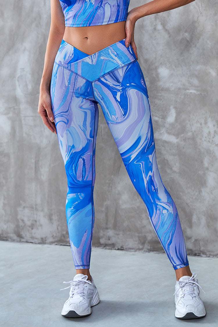 Spring Fling Marble Elastic High Waisted Leggings