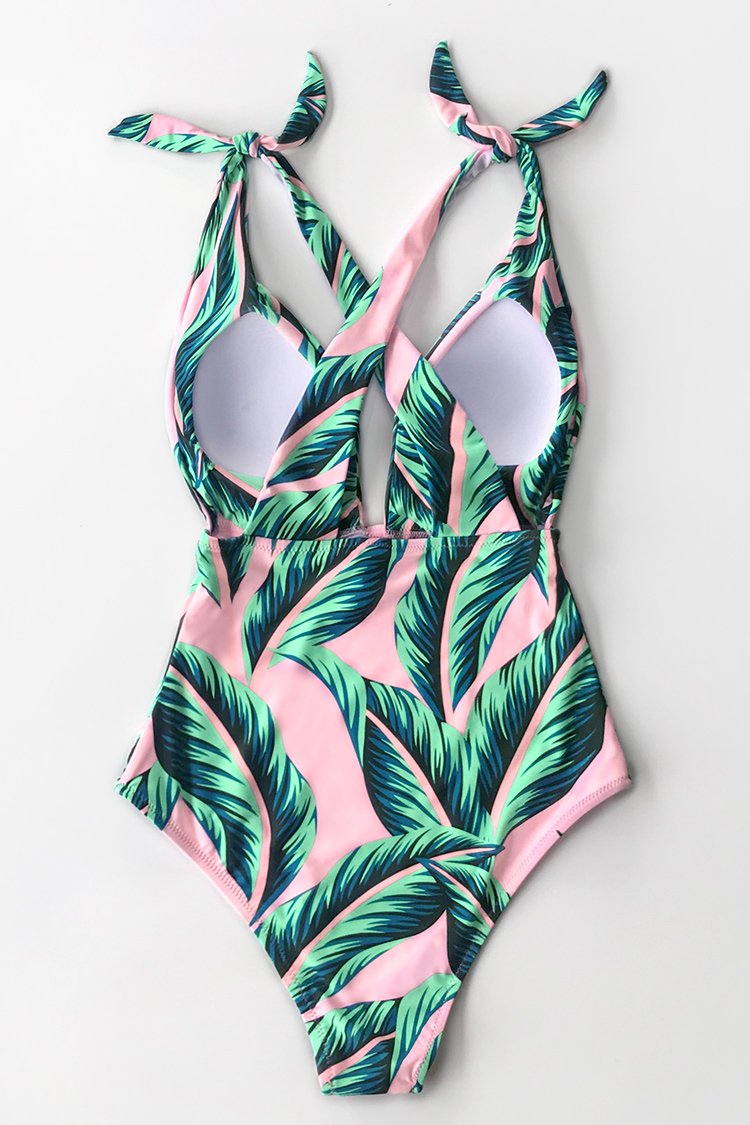 Pink Palm Print One Piece Swimsuit – Cupshe Australia