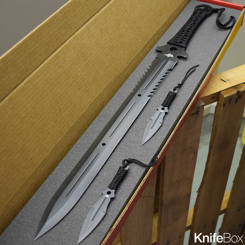 Double Sided Black Knight Swordbox 2 Throwing Knives Knifebox