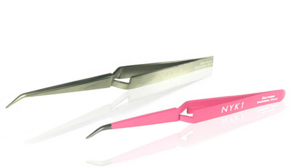 NYK1 X Cross Eyelash eyebrow tweezers in pink or silver professional salon quality