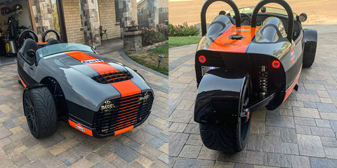 Vanderhall Carmel with GULF Racing Stripes