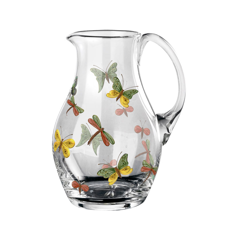 Naturally appropriate for casual al fresco dining, our FLY FUSION collection consists of six different insect-themed motifs that are available either individually or in sets of six.   Perfect for serving water, iced tea, or lemonade, our Jug is both practical and beautiful, and its large size makes it an ideal surface for displaying some of our most finely detailed design motifs.