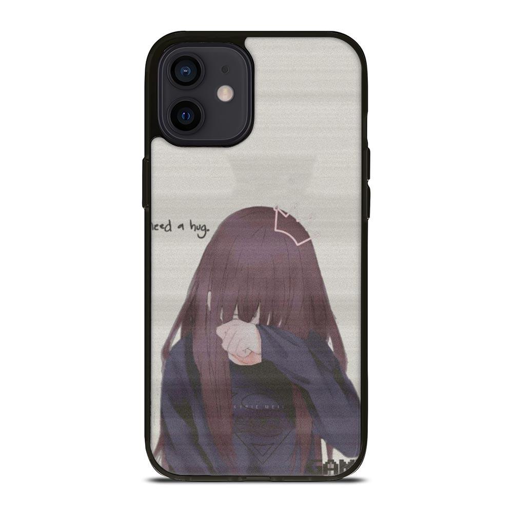 Sad Anime Girls Aesthetic Iphone 12 Mini Case Cover Apple Plastic Rubber Phone Case