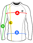 FDX Sports Size Chart for Men’s long Sleeve compression Tops