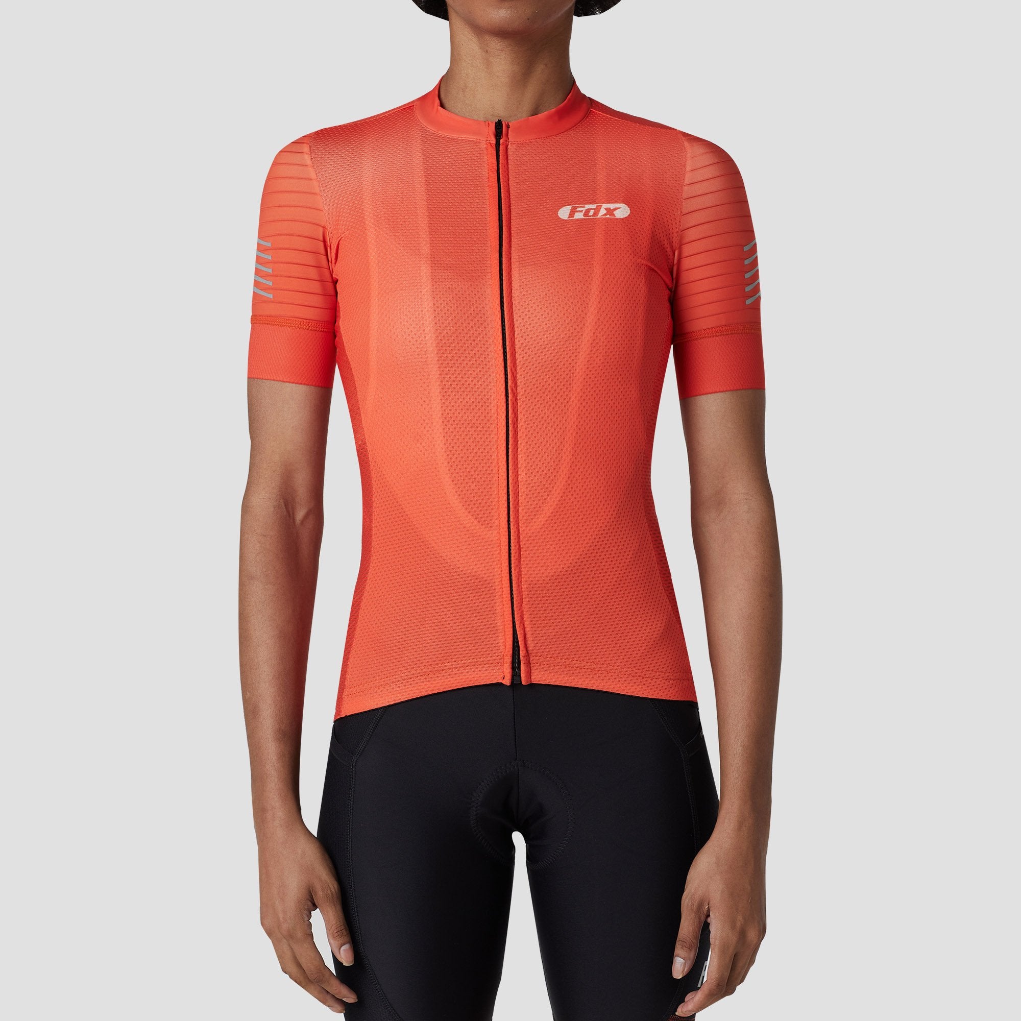 orange cycling top