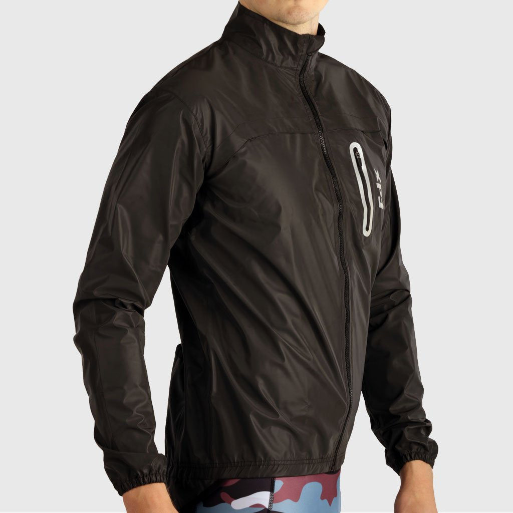 black reflective cycling jacket