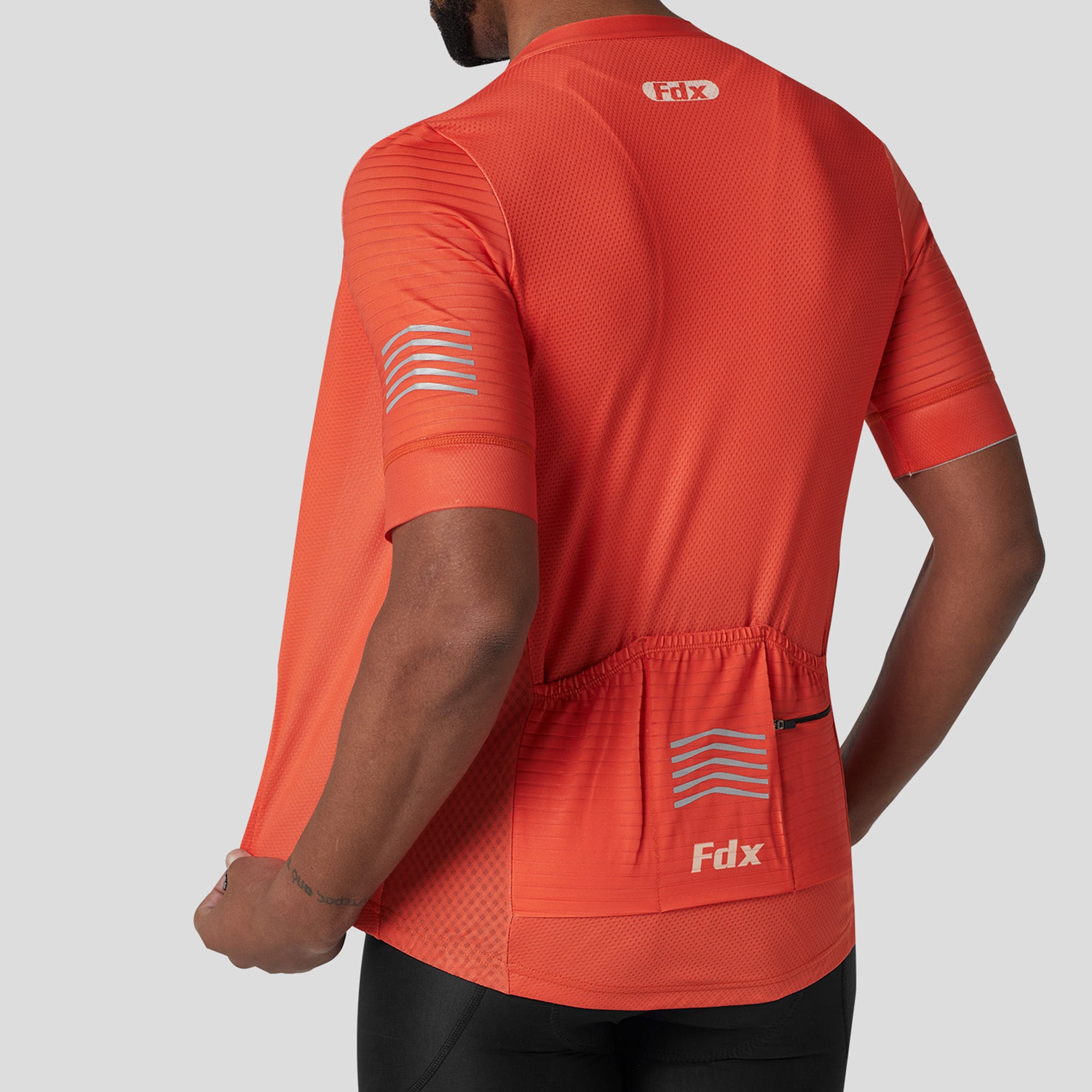 orange short sleeve cycling jersey