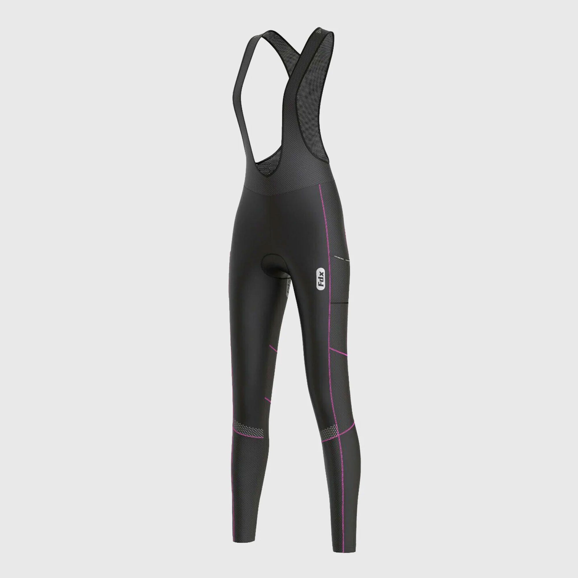 Fdx All Day Women's Padded Winter Bib Tights Blue, Black & Pink