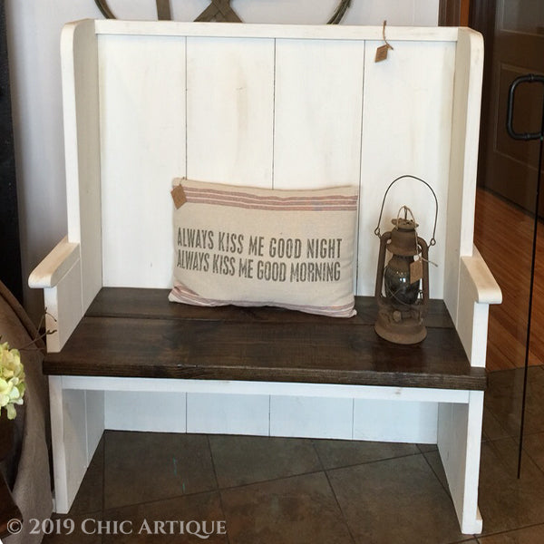 farmhouse high back bench