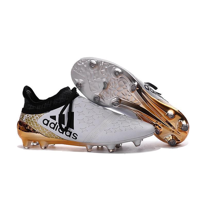 Adidas X 16+ Purechaos FG/AG Soccer Cleats White Gold Metallic Black –