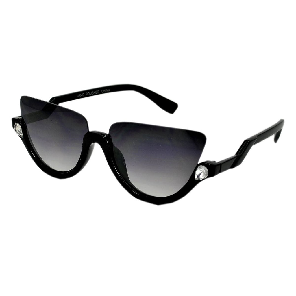 Half Frame Cat Eye Sunglasses Featuring Crystal Detail - Multiple Colo ...