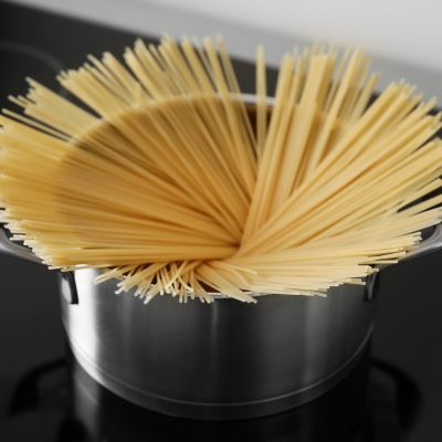 spaghetti in a pan