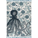 Handmade Cotton Wool Octopus Pattern Aqua Soft Area Rugs