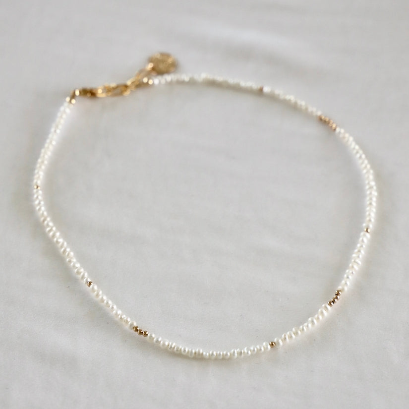 Katie Waltman - Petite Pearl Double Wrap Bracelet or Choker (Gold)