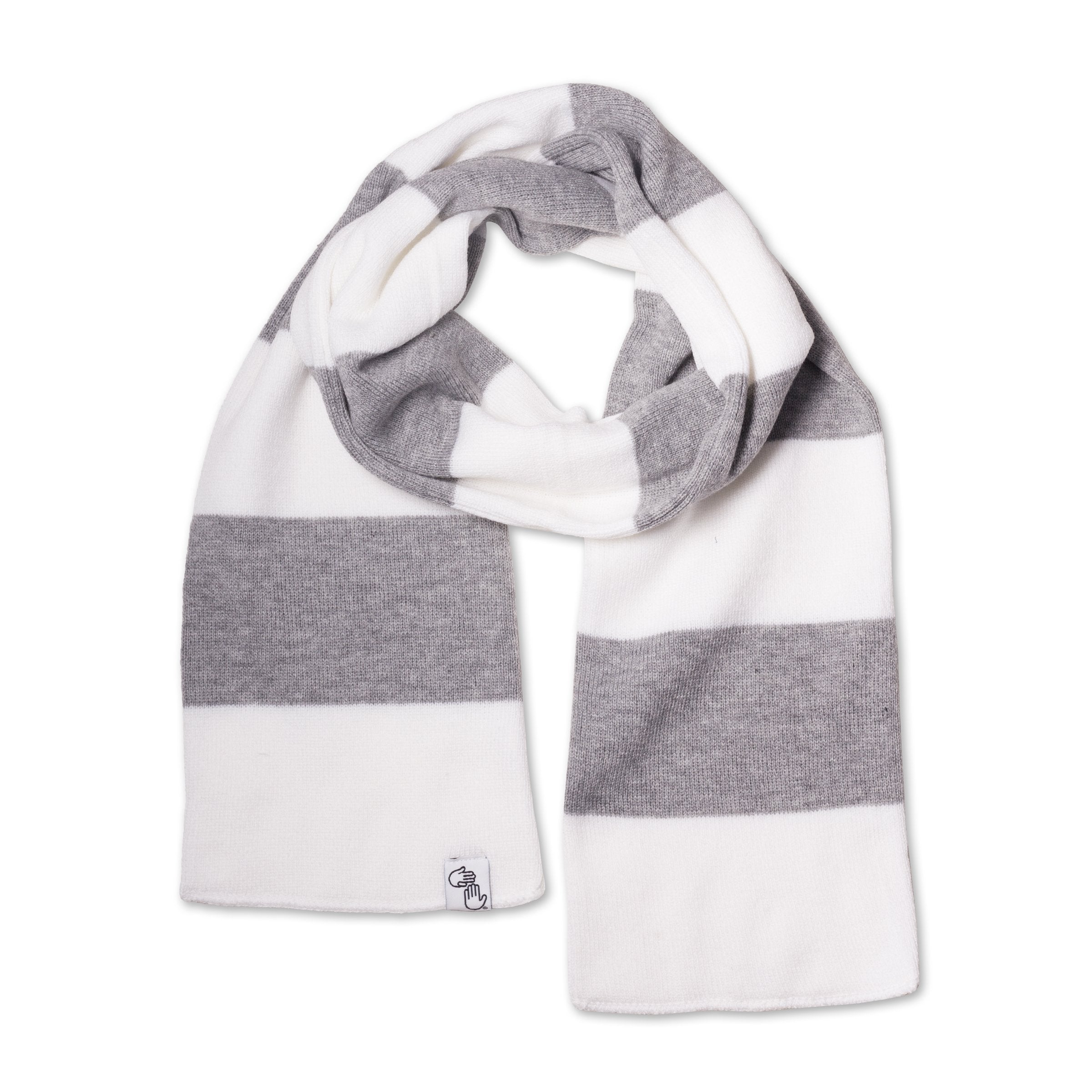 Striped Knit Scarf (Charcoal and Grey)