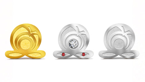 luxury corporate gift lapel pin in 916/ 22k yellow gold, 18K/ 9K white gold, 925 silver with diamond and precious stone