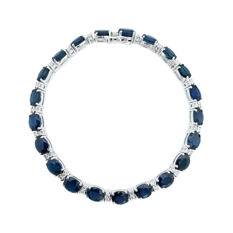 18K/ 750 Gold Blue Sapphire Diamond Tennis Bracelet