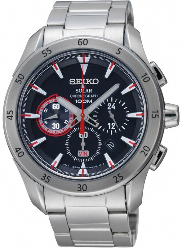 Seiko Criteria SSC175P1 Black Solar Chronograph Stainless Steel Watch – Far  East Jewellers