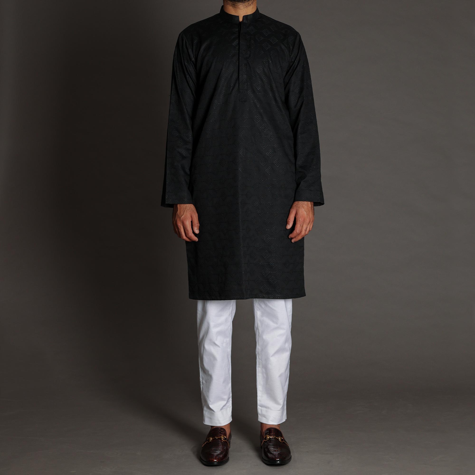 Black Embroidered Royal Kurta