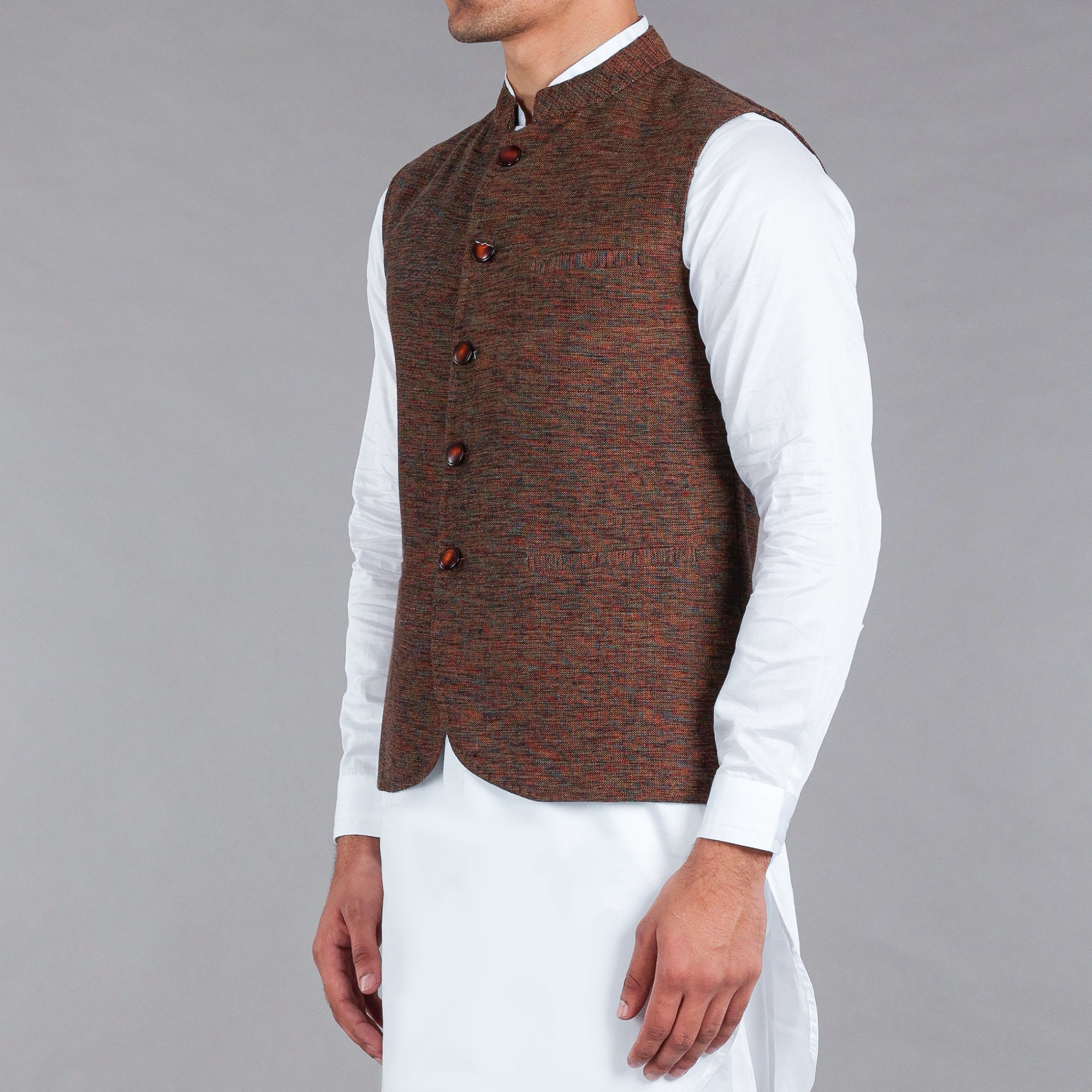 Maroon Khaddar Waistcoat