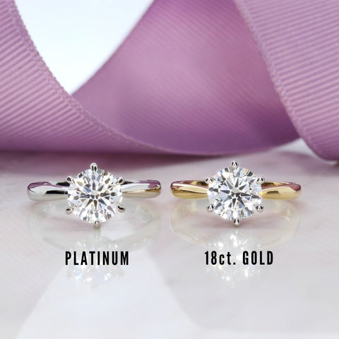 Platinum & Gold Engagement Ring shown side by side