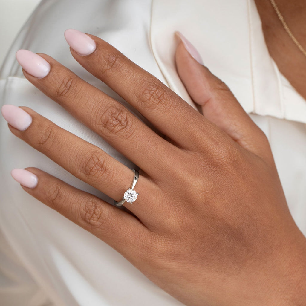 1 Carat Round Cut Solitaire Lab Lab Diamond Engagement Ring In 950 Platinum  | Fascinating Diamonds