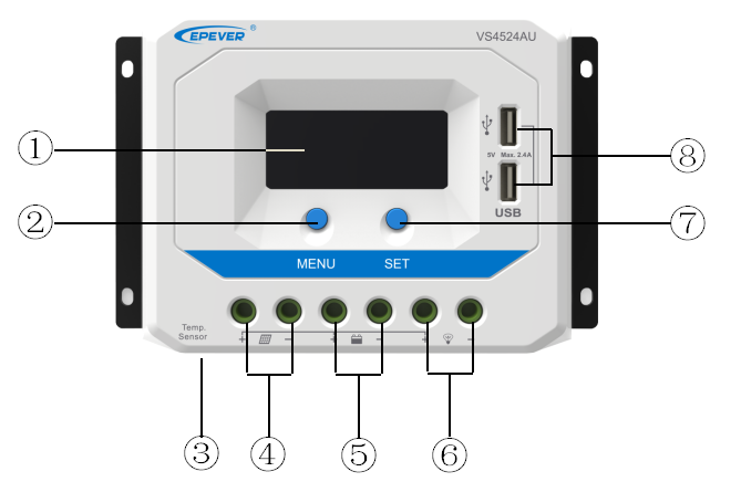 Temank ViewStar AU 1024 series solar charge controller, 10A, 12V, 24V