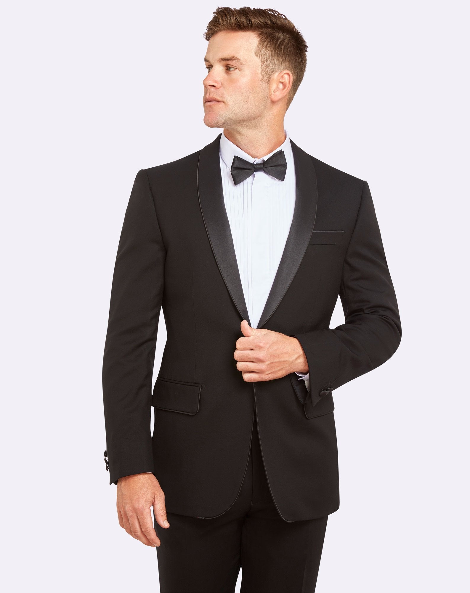 Big Mens Wool Two-Button Black Dinner Suit Set