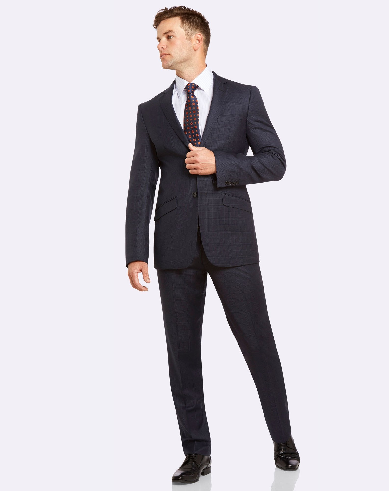 Big Mens PGH Pure Wool Charcoal Self Check Suit Set