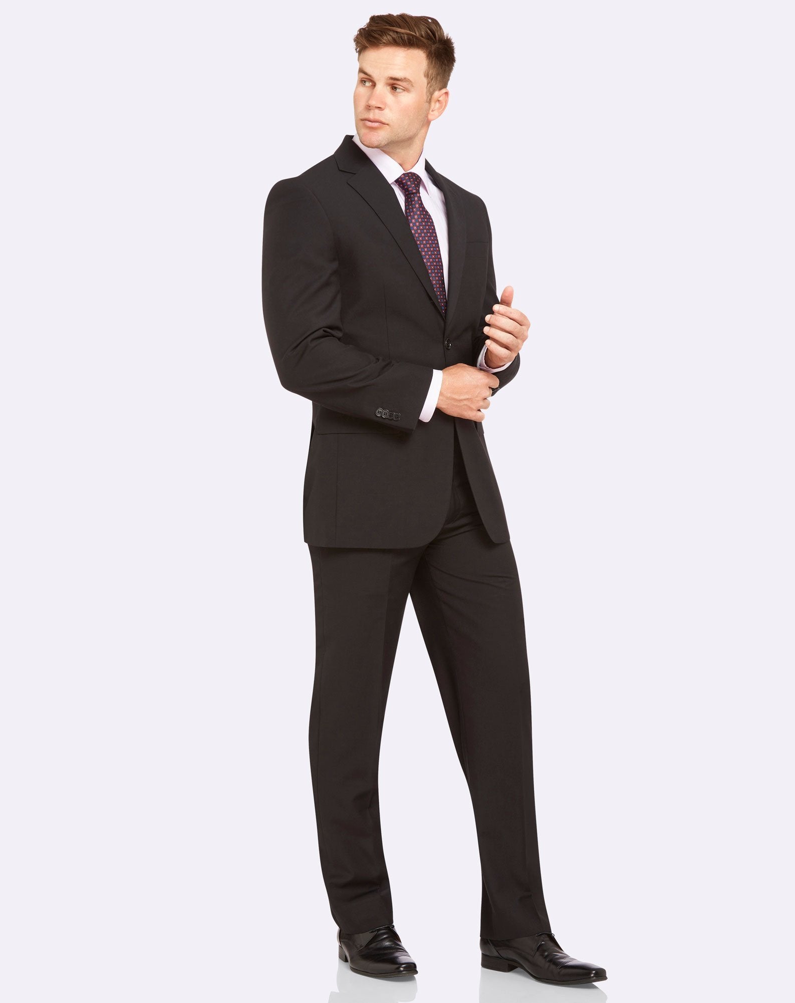 Big Mens Single Breasted Semi Slim Black Suit Set