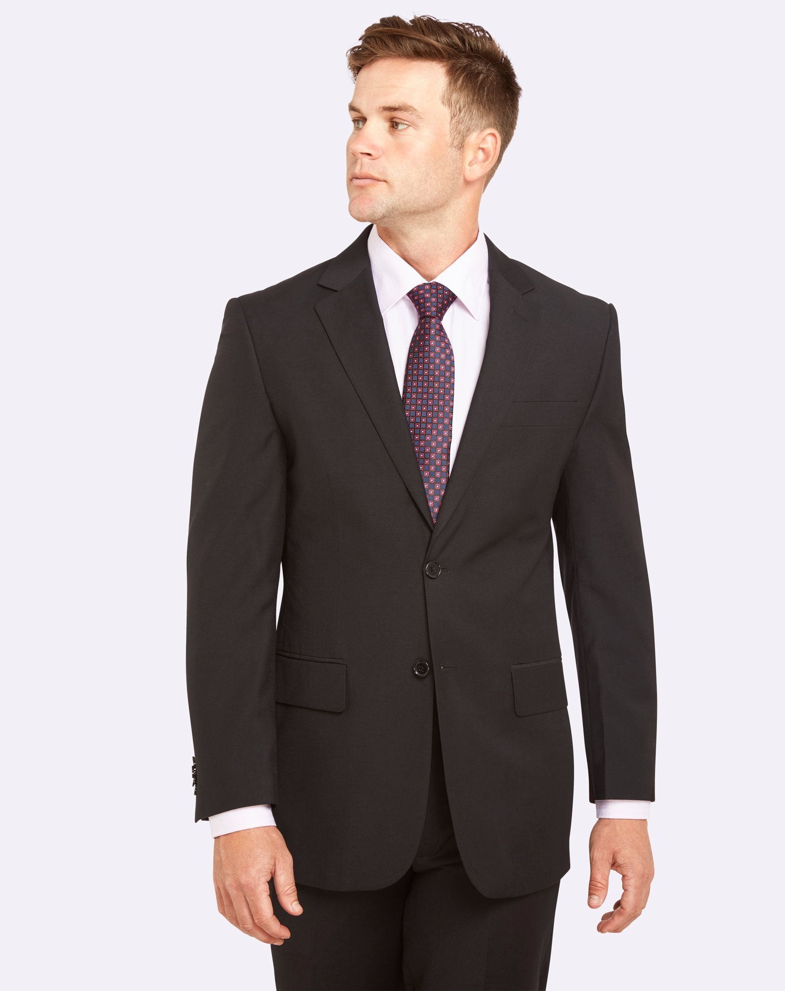 Big Mens Single Breasted Semi Slim Black Suit Set