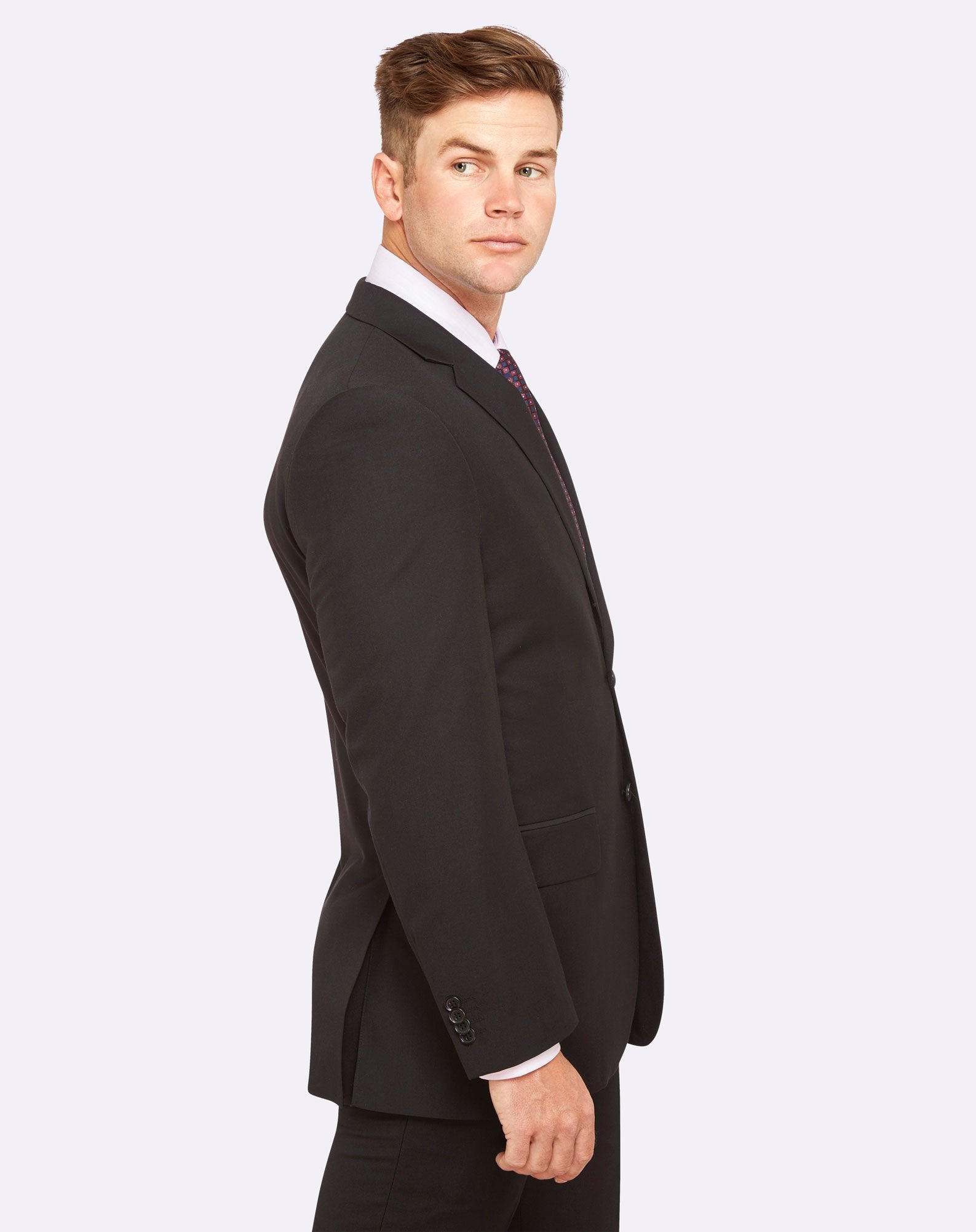 Big Mens Single Breasted Semi Slim Black Suit Set