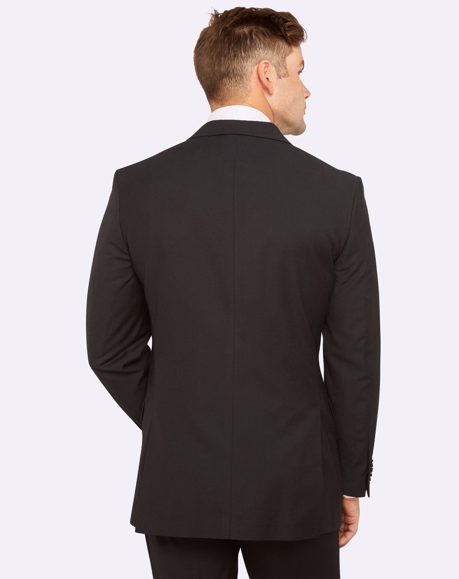 Big Mens Single Breasted Semi Slim Black Suit Set