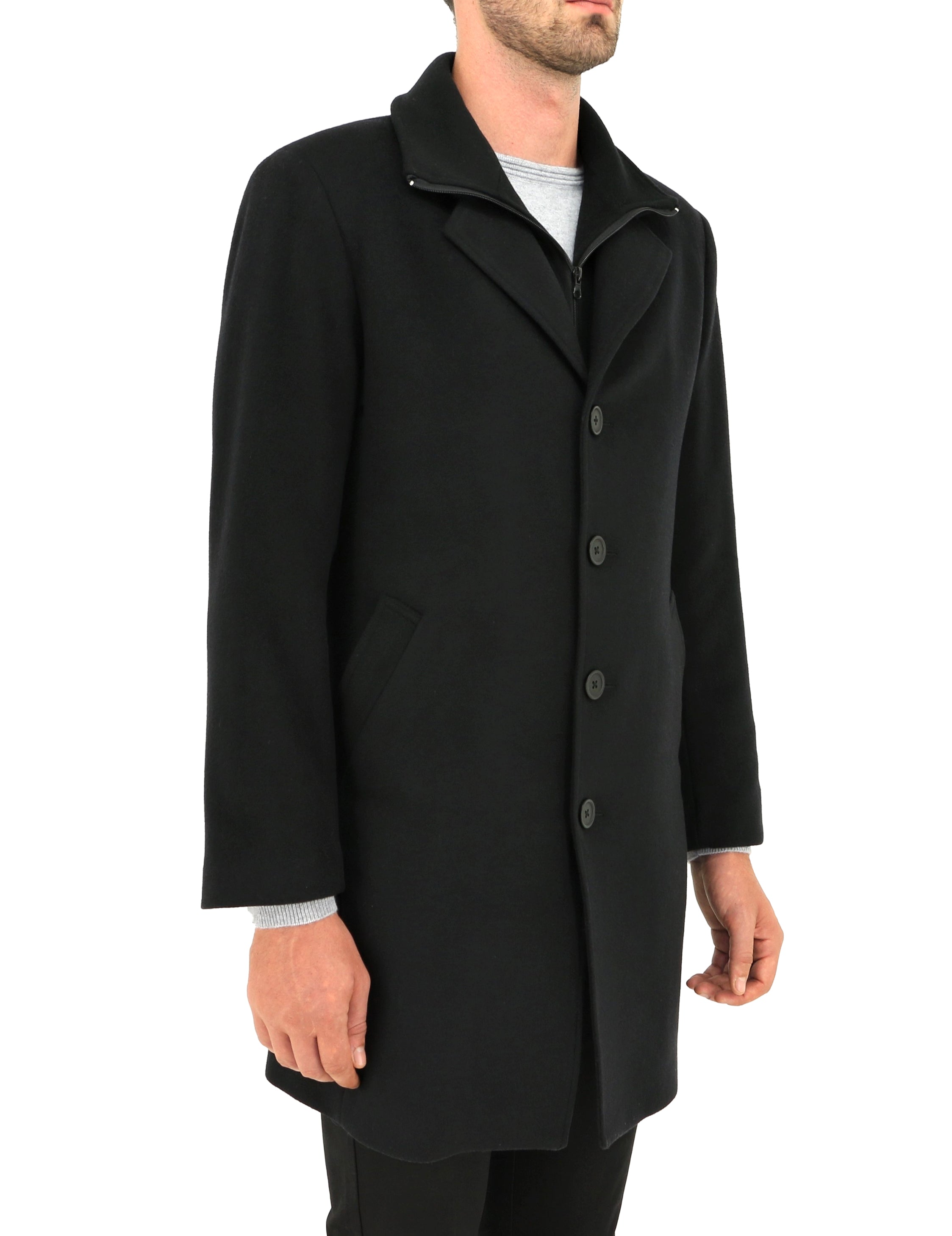 DANIEL HECHTER PROFILE 3/4 OVERCOAT BLACK WOOL