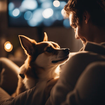 a happy chiwawa dog with its happy owner in a on a sofa with fading lights in the background the own.jpeg__PID:871409c9-e6e2-4ac9-b0e6-be602706a1e5